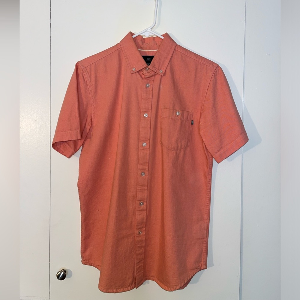Obey Men’s Denim Pink Button-Up Shirt Small
